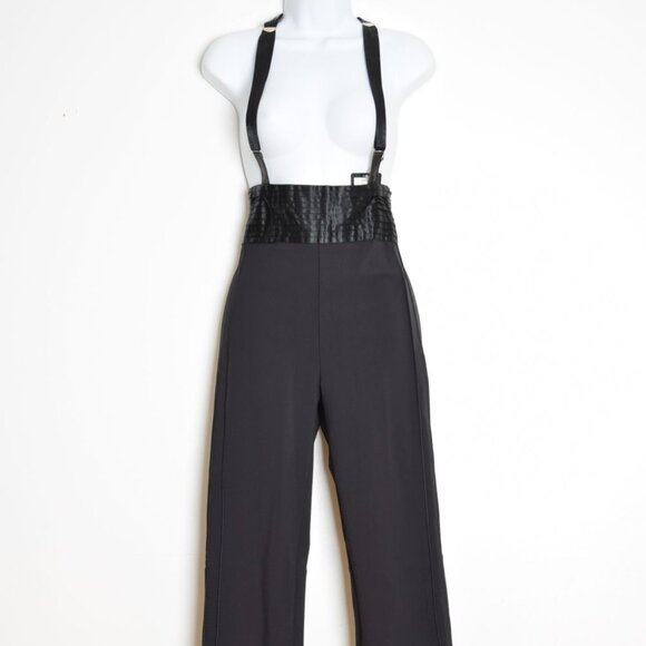 vintage Y2K Marithe Francois Girbaud suspender tuxedo pants jumpsuit black NWT - Picture 2 of 10